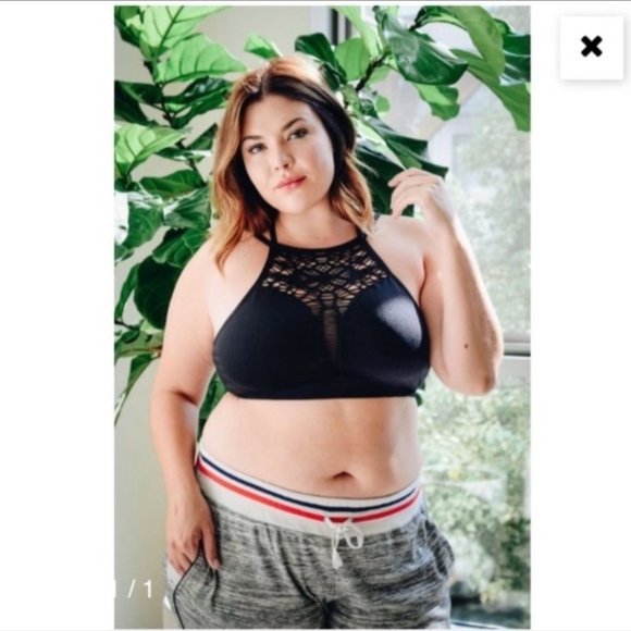 Leto / New Black Crochet Front Seamless Bralette C - Picture 2 of 6